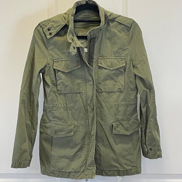 J. Crew Vintage Rip Stop Utility Jacket - Women Size XS - Olive Green - Picture 1 of 7